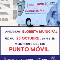 El bus oficina de Labora estará en Monforte del Cid el próximo viernes 25 de octubre